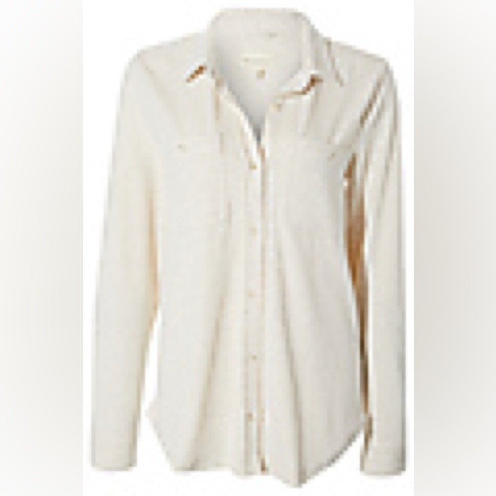 THREAD & SUPPLY BUTTON FRONT TOP - HEATHER OATMEAL